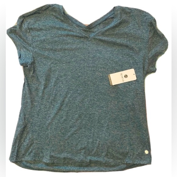 💚APANA💚Green Short sleeved V-neck workout/ Yoga Tee in Medium. New with tags. - Picture 1 of 12